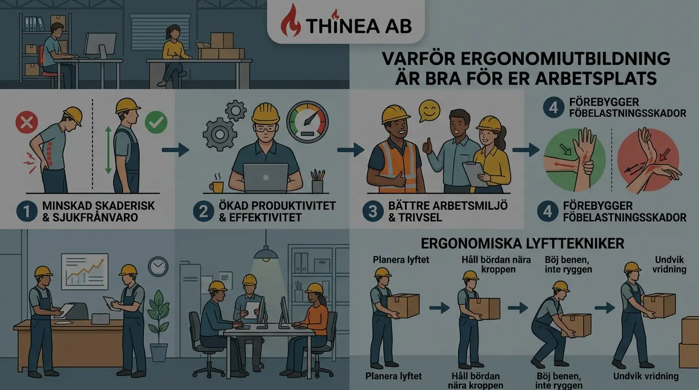 Ergonomi utbildning för företag, minska belastningsskador på jobbet